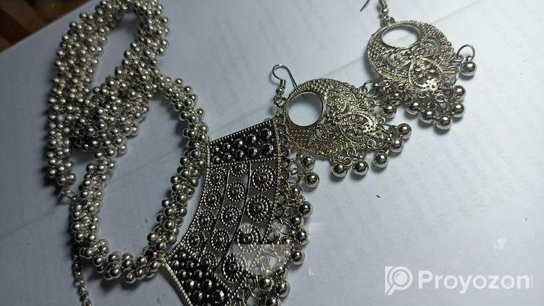 Traditional Oxidized Silver Necklace