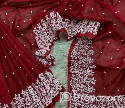 Half Silk Block Print Sharee