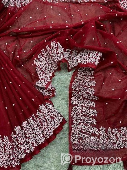 Half Silk Block Print Sharee