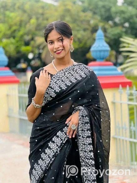 Half Silk Block Print Sharee