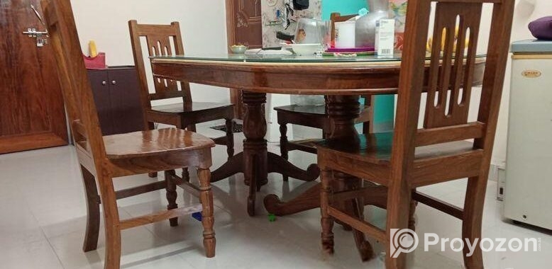 শিশু কাঠের ৬টি চেয়ারের ডাইনিং টেবিল