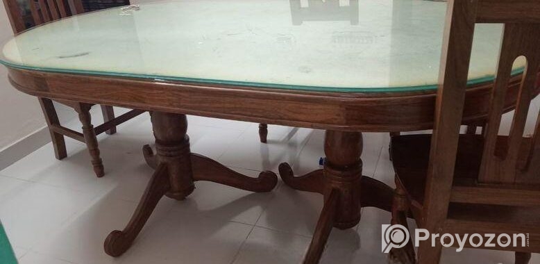 শিশু কাঠের ৬টি চেয়ারের ডাইনিং টেবিল