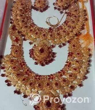 Necklace set with earrings, bridal nose pin and ma