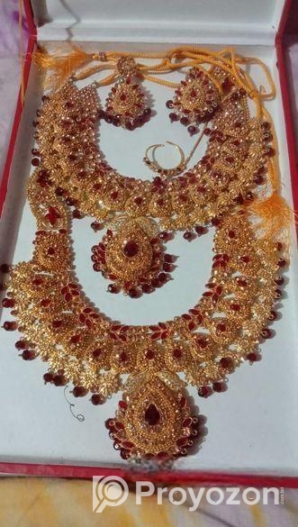 Necklace set with earrings, bridal nose pin and ma