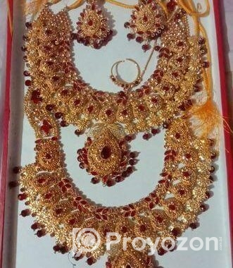 Necklace set with earrings, bridal nose pin and ma