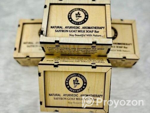 Saffron Goat Milk Soap Bar With Wooden Box