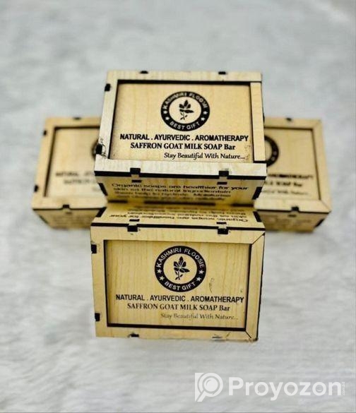 Saffron Goat Milk Soap Bar With Wooden Box