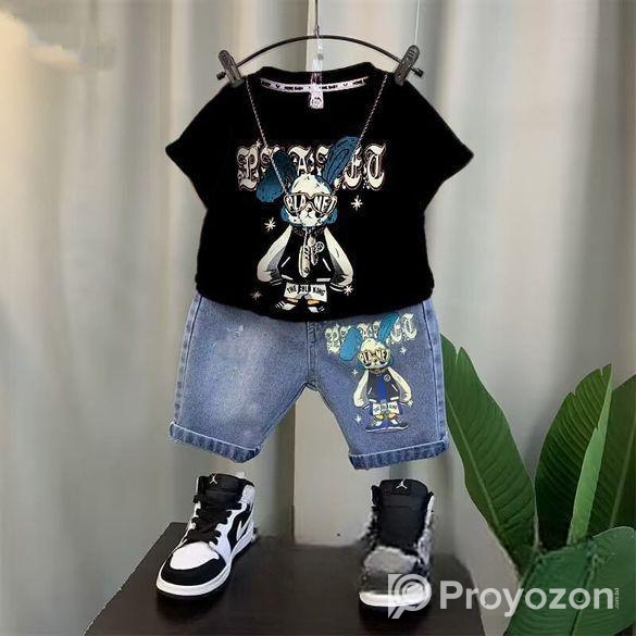 T-Shirt and Pant set for Baby Fabrics: Denim & C