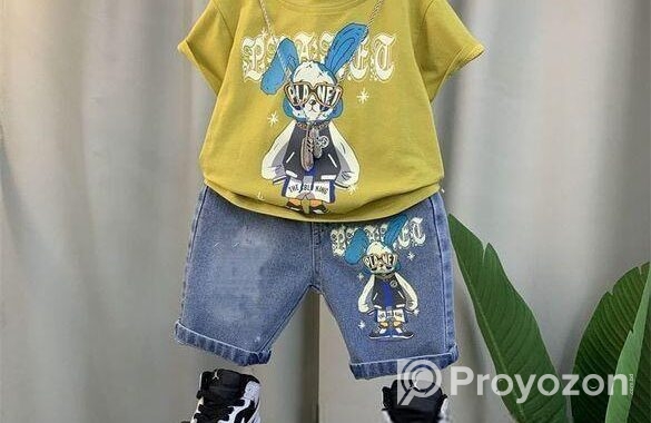 T-Shirt and Pant set for Baby Fabrics: Denim & C