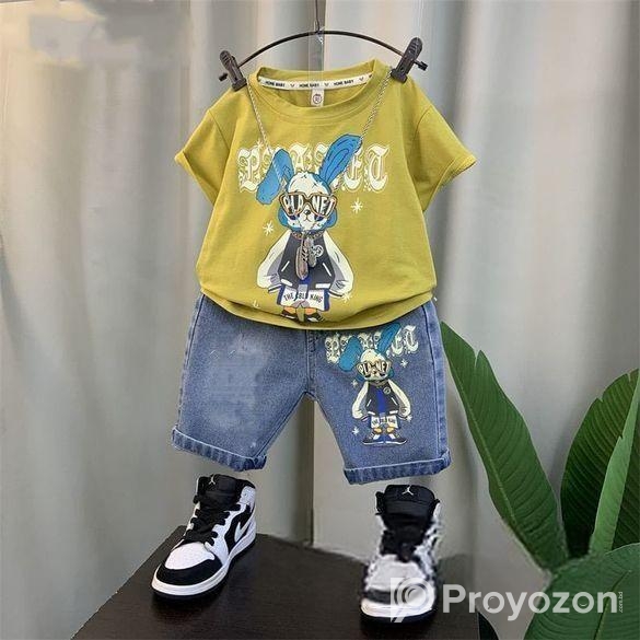 T-Shirt and Pant set for Baby Fabrics: Denim & C