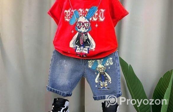 T-Shirt and Pant set for Baby Fabrics: Denim & C