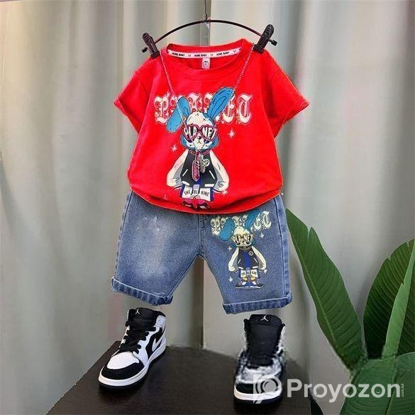 T-Shirt and Pant set for Baby Fabrics: Denim & C