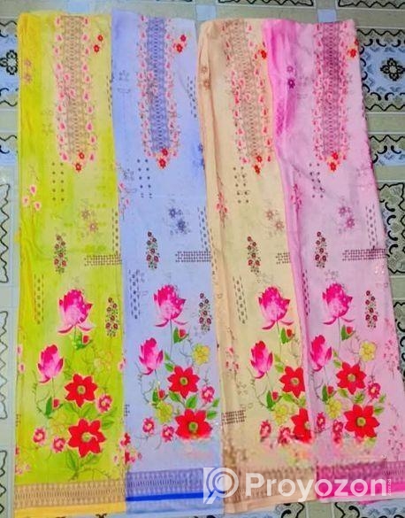 সুতি লিলেন ইন্ডিয়ান আরী কাজের থ্রী পিস সহ হোয়াইট গ