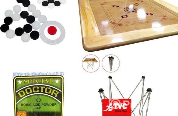 Carom Board 40 inch, Stand, Coins & Boric Powder F
