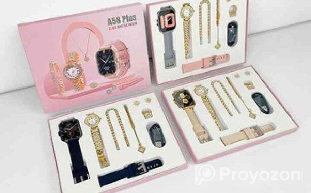 A58 Plus Ladies Gift Set ঘড়ি সহ ৮টি গিফট