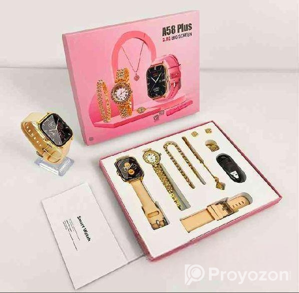A58 Plus Ladies Gift Set ঘড়ি সহ ৮টি গিফট