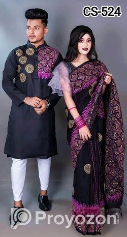 দুর্গাপূজা উপলক্ষে ধুপিয়ান সিল্ক পাঞ্জাবি আর শাড়ি