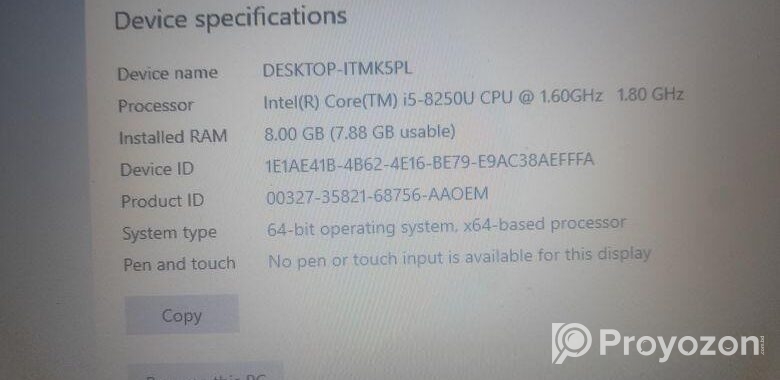 Asus i5 8 gen 8gb rem ss256 1tb had