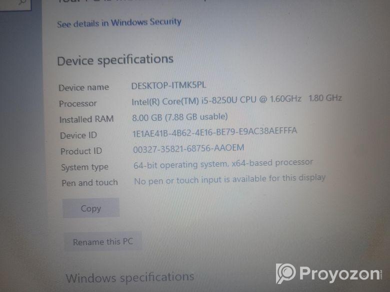 Asus i5 8 gen 8gb rem ss256 1tb had