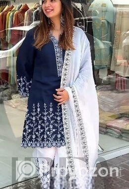 Soft Cotton Embroidery Three Piece