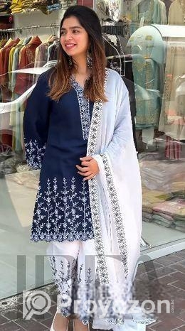 Soft Cotton Embroidery Three Piece