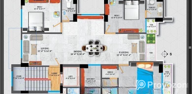 Luxurious South Facing Flat Sell Near 300feet Road