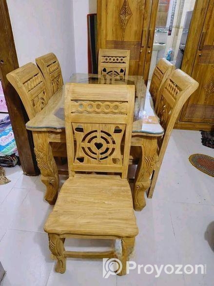 চিটাগাং সেগুন কাঠের সেমি ভিক্টোরিয়া ডাইনিং টেবিল
