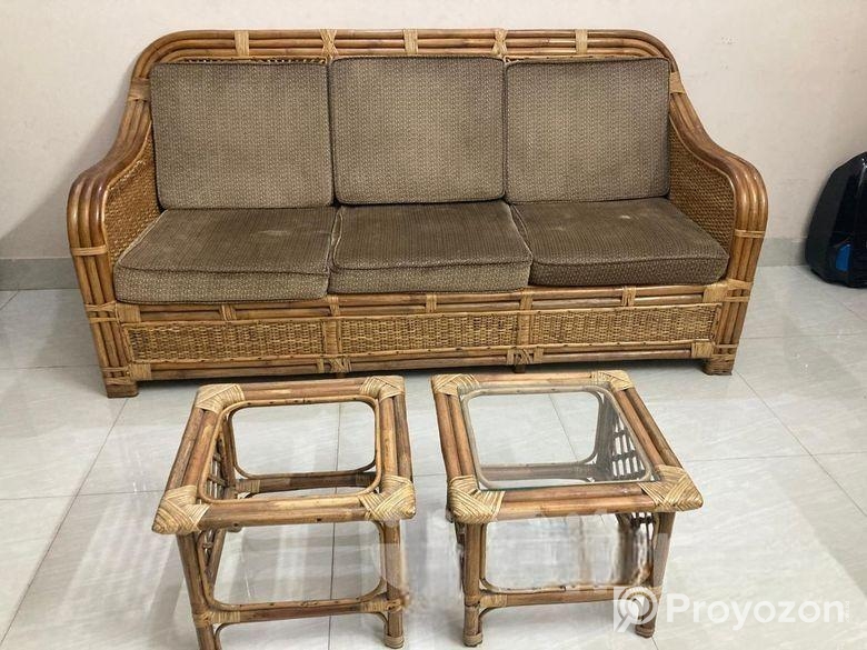 বেতের সোফা ও টি টেবিল