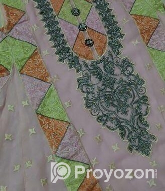 Elegant Unstitched Pink Anarkali Dress with Embroi