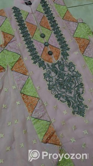 Elegant Unstitched Pink Anarkali Dress with Embroi