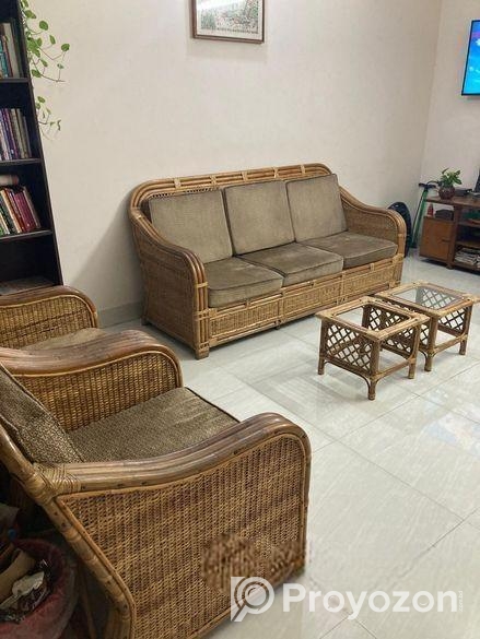 বেতের সোফা ও টি টেবিল