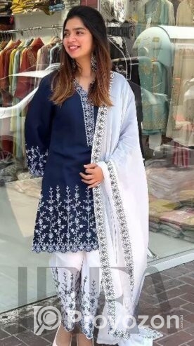 Soft Cotton Embroidery Three Piece