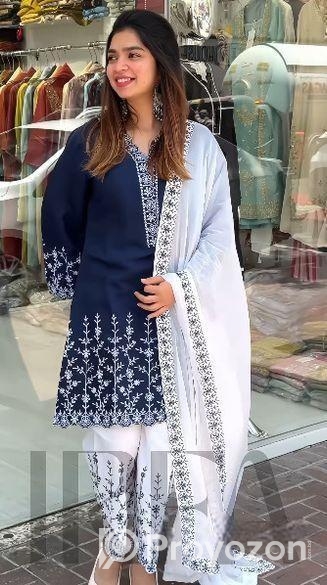 Soft Cotton Embroidery Three Piece