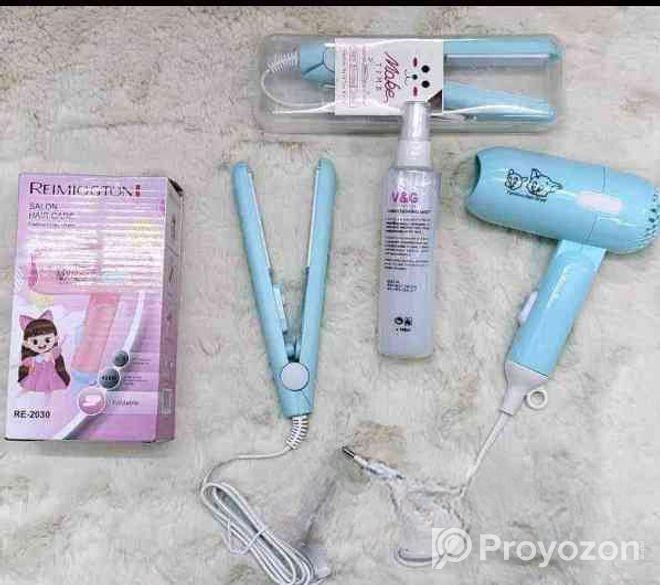 Mini hair dryer and straightener Combo