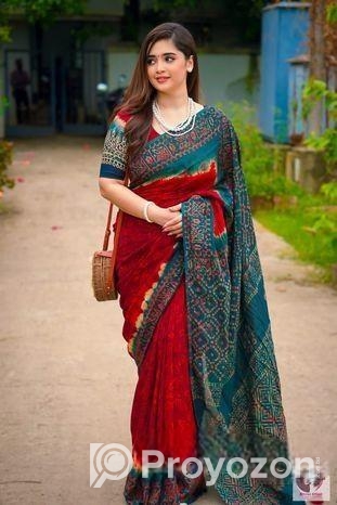 Silk Batik Saree with Blouse Pieces
