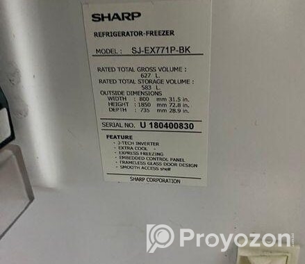 SHARP 627 L REFRIGERATOR J-TECH INVERTER