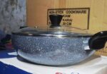 গ্লাস ঢাকনা 30cm সহ Kiam মার্বেল লেপা কড়াই