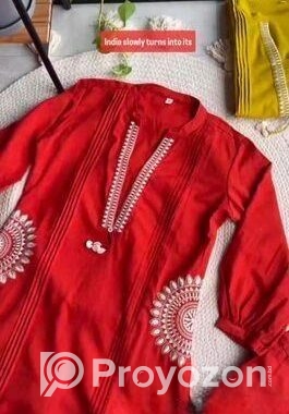 Ethnic Embroidered Cotton Kurta Set 2 Pics (dual C
