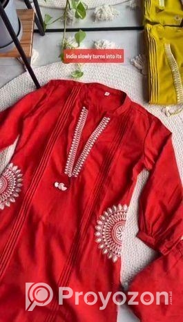 Ethnic Embroidered Cotton Kurta Set 2 Pics (dual C