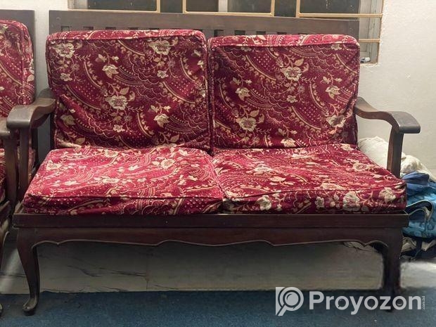 সেগুন কাঠের সোফা কাভার সহ