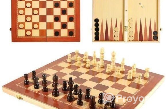 Wooden Chess Board Large – 3 in 1