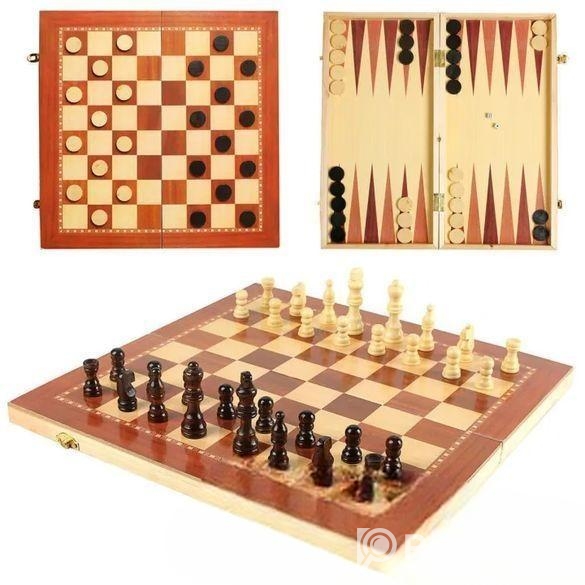 Wooden Chess Board Large – 3 in 1
