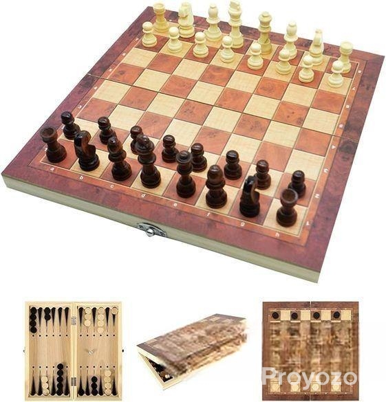 Wooden Chess Board Large – 3 in 1