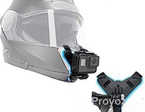 Motorcycle helmet mount chin bracket with mobile