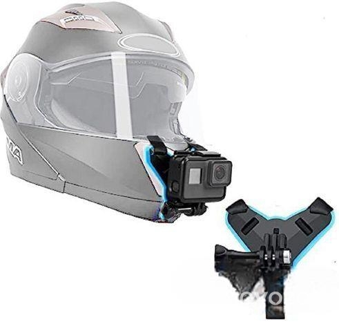 Motorcycle helmet mount chin bracket with mobile