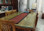 Dinning table with 6 mm top covered glass and Chai