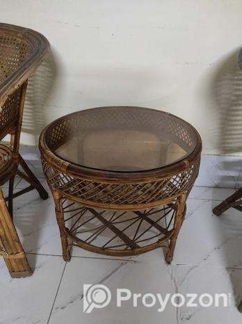 বেতের সোফা সেট ও টি টেবিল