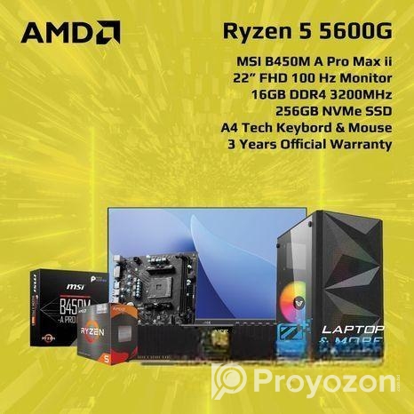 New AMD Ryzen 5 5600G | 22″ Monitor FHD 16GB/256G