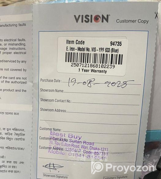 New Iron with One Year Warranty