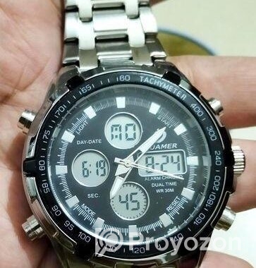 QUAMER Men’s Metal Double Movement Electronic Wat